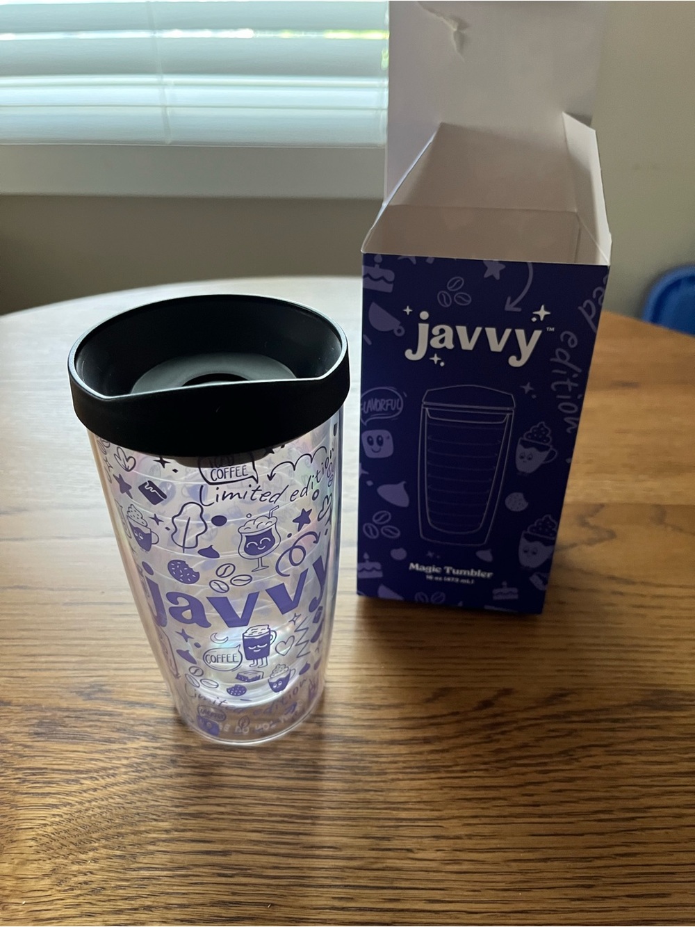 Javvy Purple Limited Edition Travel Tumbler with Black Lid